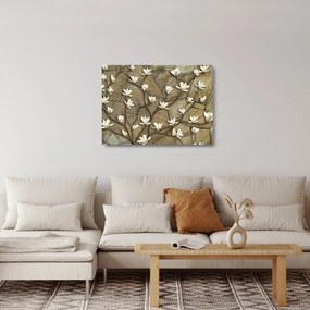 Kép - Fehér magnóliák kőfalazaton (üvegen) (70x50 cm)