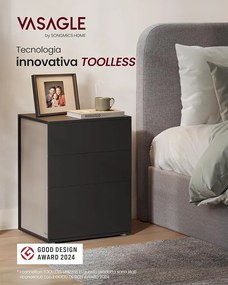 VASAGLE éjjeliszekrény, szupergyors, szerszám nélküli összeszerelés, 35 x 45 x 58,7 cm, tintafekete