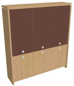 Verno magas szekrény 188 x 46 x 210 cm, kombinált ajtó, világos tölgy / barna