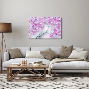 Virágok képe egy ezüst törzsön - absztrakt (90x60 cm)