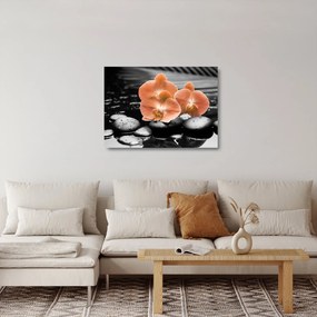 Üveg kép - Narancssárga orchideák (70x50 cm)