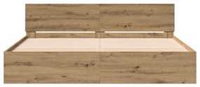 Fejvéges Ágykeret Artisan Tölgy színben – 180 x 200 cm, mérnöki fából készült.