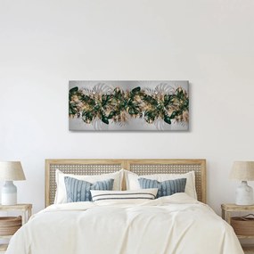 Kép - Gold-green, trópusi levelek (120x50 cm)