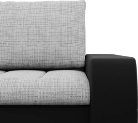 Toronto sarokkanapé, 2 ágyneműtartóval, fonott + műbőr, baloldali, szürke - fekete