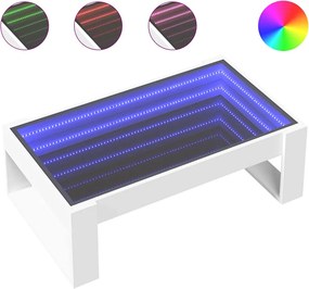 vidaXL fehér végtelen hatású LED-es dohányzóasztal 90 x 53 x 30 cm