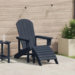 Adirondack szék lábtámasszal Tengerészkék HDPE