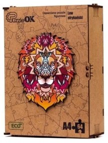 3D kézzel készített fa puzzle - Afrikai oroszlán A4