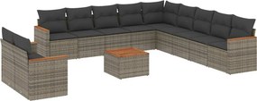 vidaXL 12 részes szürke polyrattan kerti ülőgarnitúra párnákkal