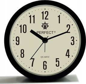 Nagy 12 cm-ES Fekete Kerek Jól Olvasható Ketyegő Ébresztőóra Perfect FX-026