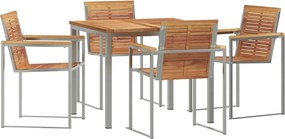 vidaXL Kert étkező szett 5 pcs Barna Tömör Teakfa