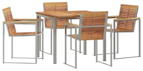 vidaXL Kert étkező szett 5 pcs Barna Tömör Teakfa