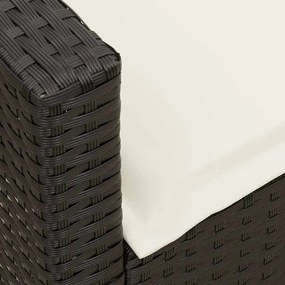 5 személyes fekete polyrattan kerti kanapé párnával