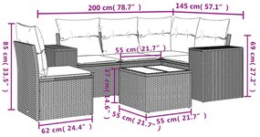 6 részes világosszürke polyrattan kerti ülőgarnitúra párnákkal