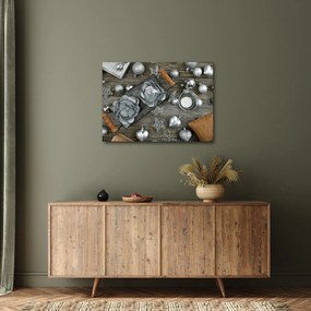 Kép - ezüst karácsonyi dekoráció (70x50 cm)