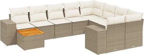 vidaXL 11 részes bézs polyrattan kerti ülőgarnitúra párnákkal