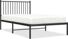 vidaXL fekete fém ágykeret fejtámlával 100 x 190 cm