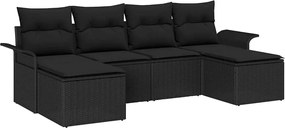 vidaXL Kerti Kanapé Szett tárolóval 6 pcs Fekete polirattan