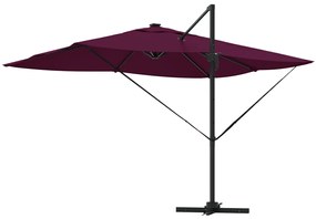 Konzolos Roma Napernyő LED-del Bordeaux Piros 352x251x265 cm Alumínium