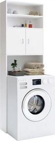 SILKE mosógép fölé helyezhető magas szekrény, 185×63×20 cm, fehér Casaria