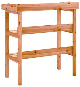 barna tömör fenyőfa növénytartó asztal polcokkal 78x38x82,5 cm
