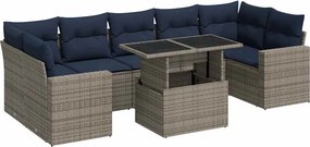 vidaXL 8 részes szürke polyrattan akácfa kerti ülőgarnitúra párnákkal