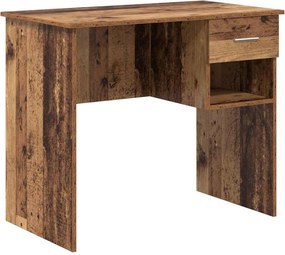 vidaXL Asztal fiókkal polcokkal Öreg fa 90 x 49 x 75 cm Faanyag