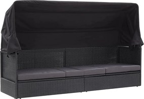 vidaXL fekete polyrattan kültéri kanapé napellenzővel
