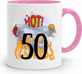 Születésnapra 50 50-es 50-es Bögre Rózsaszín Ajándék fényképes nyomattal