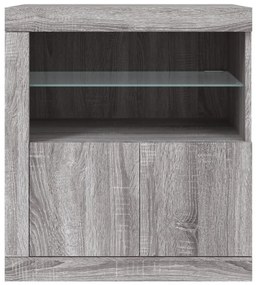 szürke sonoma színű tálalószekrény LED-ekkel 60,5 x 37 x 67 cm