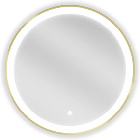 Mexen Esso fürdőszobai kerek, megvilágított tükör, 60 cm, LED 6000K, páramentes, arany keret - 9825-060-060-611-50