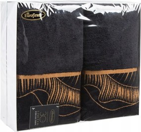 Törölköző szett 2db fekete arany ajándék szett ajándékdobozban