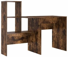 Asztal polcokkal Füstölt tölgy 131.5 x 50 x 106.5 cm Faanyag