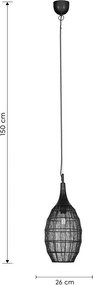 Matt fekete függőlámpa fém búrával Soraya – Trio