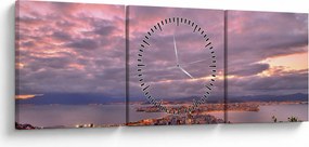 Kép - Alkonyat a város felett (órával) (90x30 cm)