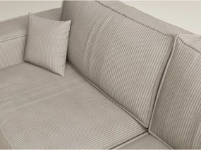 Bézs kordbársony kinyitható-tárolóhelyes sarokkanapé (jobb oldali-L alakú) Tonga – Maison de Rêve