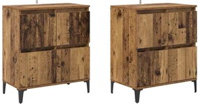 vidaXL Oldalszekrények 2 pcs Öreg fa 60 x 35 x 70 cm Faanyag