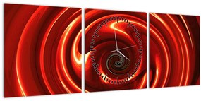 Absztrakt kép - piros spirál (órával) (90x30 cm)