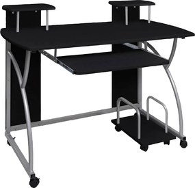vidaXL fekete szerelt fa számítógépasztal 110 x 52 x 88,5 cm