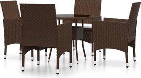 vidaXL 5 részes barna polyrattan kerti étkezőgarnitúra