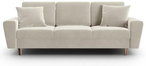 Bézs bársony kinyitható tárolóhelyes kanapé 235 cm Kyoto – Cosmopolitan Design