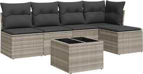 vidaXL 6 részes világosszürke polyrattan kerti ülőgarnitúra párnákkal