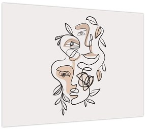Üveg kép - Line art arckezelés (70x50 cm)