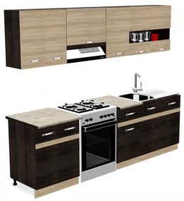 Salandra konyhabútorszett 240 cm Sonoma - Dark sonoma