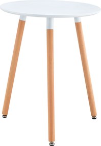 Étkezőasztal, fehér/bükk, átmérő 60 cm, ELCAN NEW TYP 1