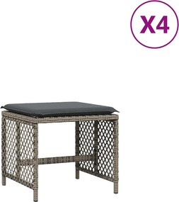 vidaXL 4 db szürke polyrattan kerti szék párnával 41 x 41 x 36 cm