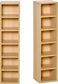 HOMCOM 2 db-os Oszlop Polc CD-DVD Tárolószekrény 6 + 6 Rekesz, mérete 21L x 19W x 88H cm, Maximális Kapacitás 160 CD, Bézs Szín | Aosom