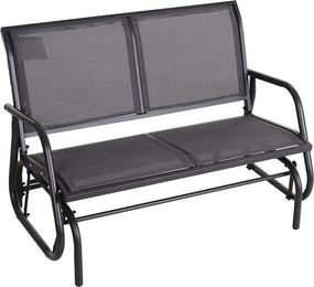 Outsunny 2-Fős Hinta Székes Kerti Pad Hinta Mechanizmussal, Fém Kerti Pad, 200 kg terhelhetőséggel, Kerti Bútor, 120 x 70 x 85 cm, Szürke | Aosom