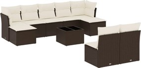 vidaXL 10 részes barna polyrattan kerti ülőgarnitúra párnákkal
