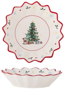 Piros-krémszínű kerámia szervírozó tányér karácsonyi mintával ø 20 cm Naive – Bloomingville