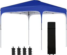 Outsunny Összecsukható Pop-Up Pavilon 2.5x2.5x2.68 m Kerti Napernyő UV 50+ Védelem Állítható Magasság 4 Homokzsákkal és Hordtáskával Kempingezéshez, B